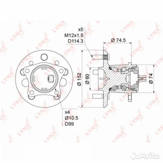 Lynxauto WH-1216 Ступица колеса зад лев