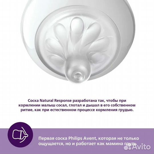 Соска Philips Avent Natural Response с 0месяцев 2ш