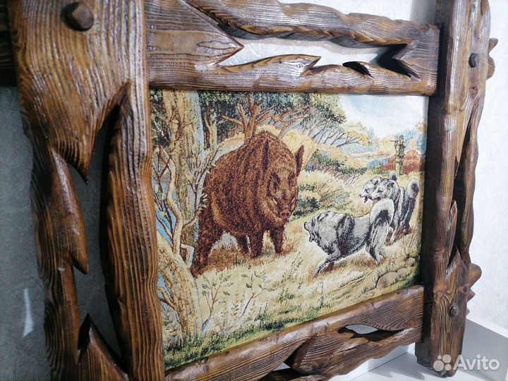 Картина гобелен из массива дерева