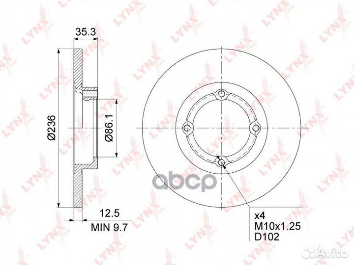 Диск тормозной передний (236x12,5) перед прав