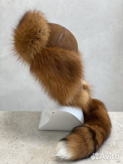 Шапка Малахай с хвостом из лисы