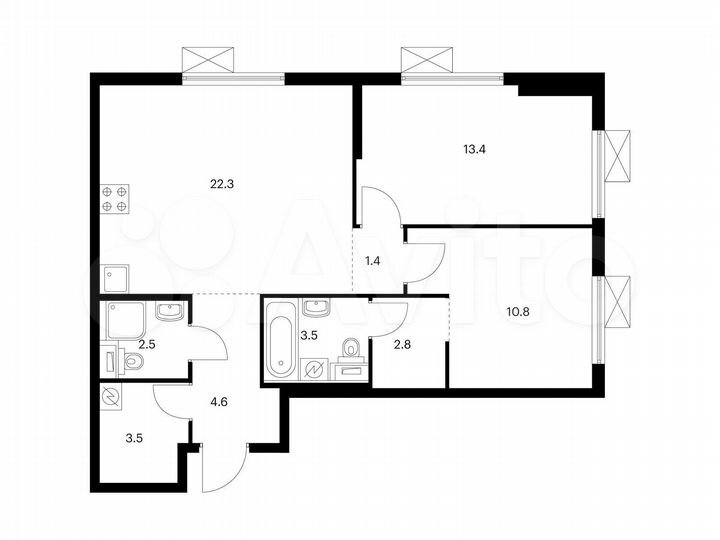 2-к. квартира, 64,8 м², 16/17 эт.