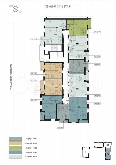 2-к. квартира, 52,6 м², 2/16 эт.