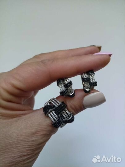 Комплект родий с цирконами