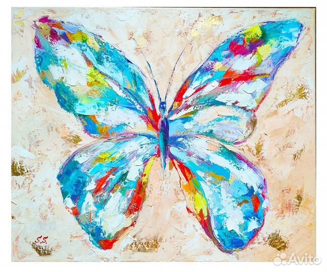 Картина маслом на холсте большая Бабочка