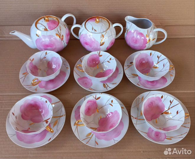 Сервиз чайный Розовая роза Дулево