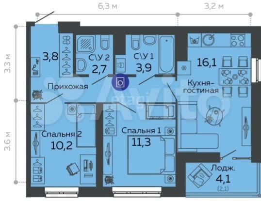 2-к. квартира, 56,8 м², 4/30 эт.