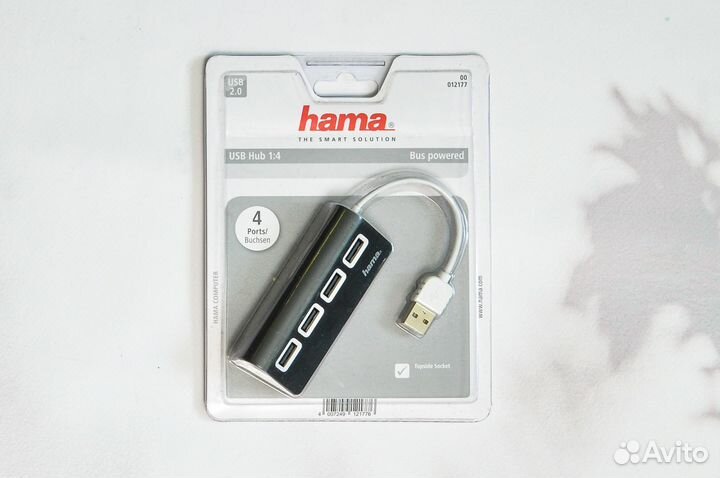 Разветвитель USB 2.0 Hama TopSide, 4 порта новый