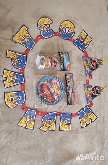 Набор одноразовой посуды Hot Wheels+гирлянда
