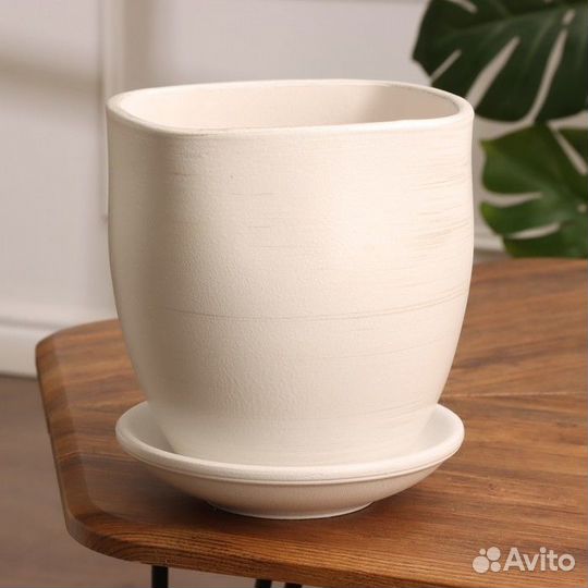 2 шт. Горшок цветочный 'Брешиа' белый с серебром 3
