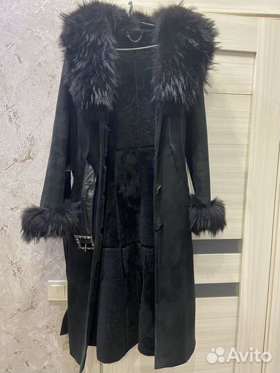 Дубленка натуральная женская черная 42 44