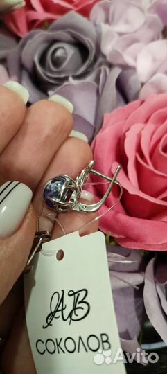 Серебряные серьги Соколов