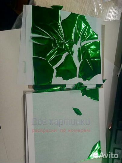 Битая поталь листы цвет зеленый 14x14 см 100 шт