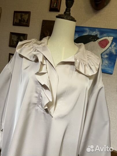 Блузка женская большой размер оверсайз с воланами