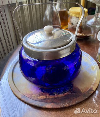Сахарница цветное стекло СССР