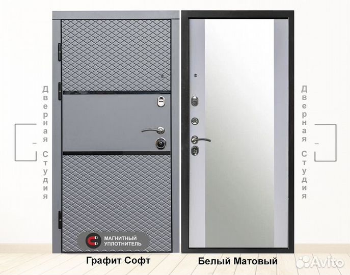 Дверь входная металлическая с зеркалом Фьюжен