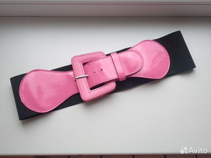 Женский ремень на талию чёрный, розовый. Стиляги