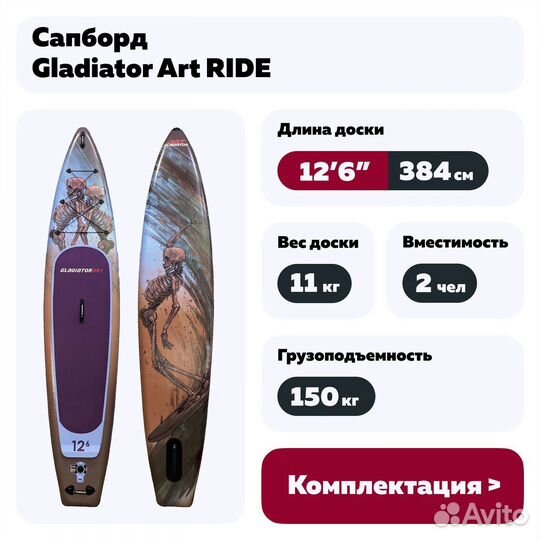 Сапборд Gladiator Art 12'6'' sup board