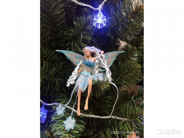 Елочные игрушки подвеска Эльф в голубой одежде