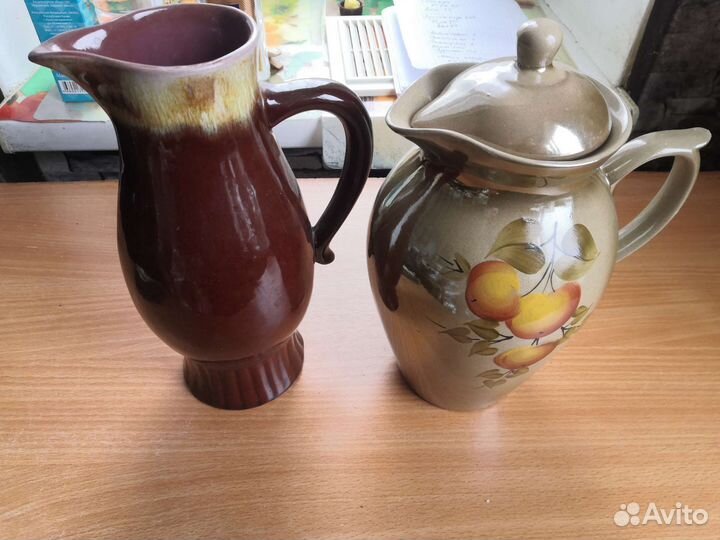 Кувшины глина, фарфор, чашки глина, керамика