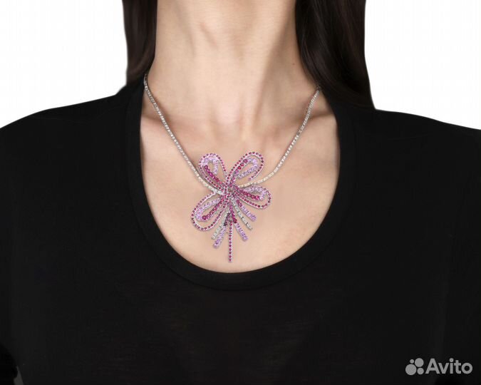 Золотое колье с розовыми сапфирами 11.60ct