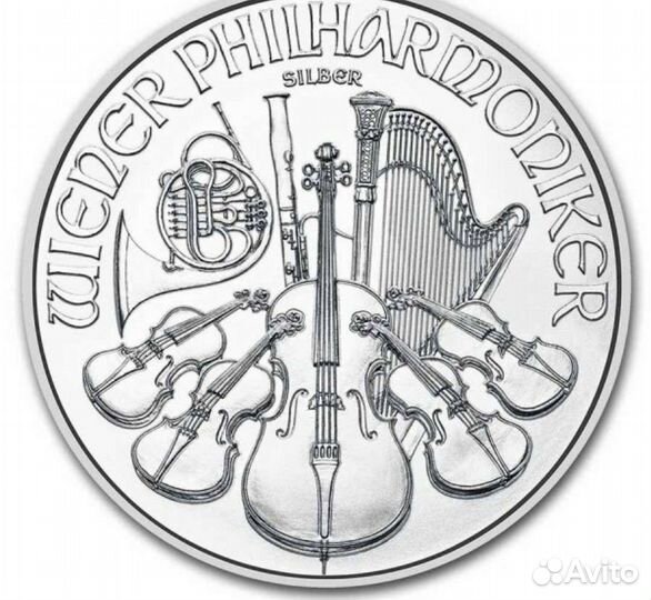 Серебряная монета Венский Филармоникер 1 унция 999