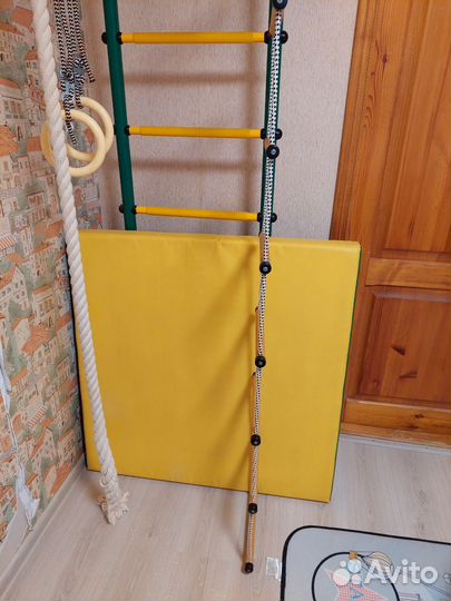 Детская спортивная шведская стенка, мат