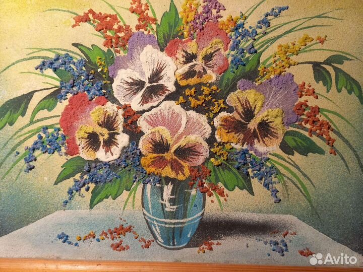 Картина Цветы в вазе Каменная роспись