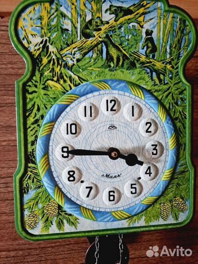 Часы настенные гиревые ходики Утро в сосновом лесу