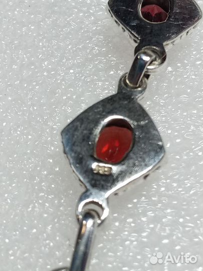 Серебряный браслет с Натуральными Гранатами