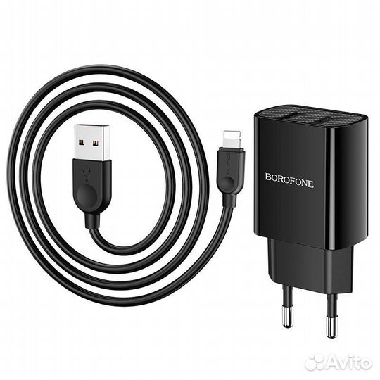 Сзу borofone BA-53A 2*USB+Lighting 2.1A Black