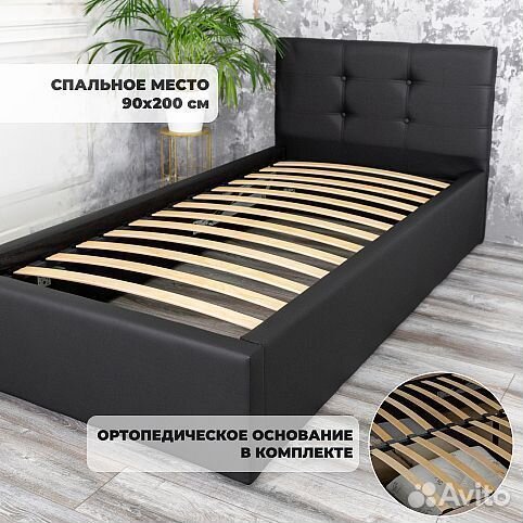 Кровать 90х200 черная Роза