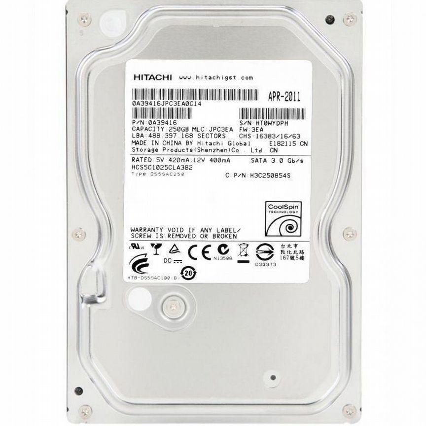 [HCS5C1025CLA382] Жесткий Диск Hitachi 250gb Sata2 Hcs5c1025cla382