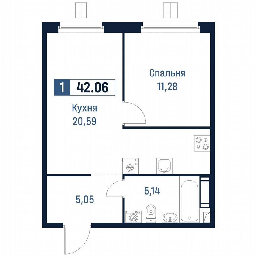 1-к. квартира, 42,1 м², 11/18 эт.