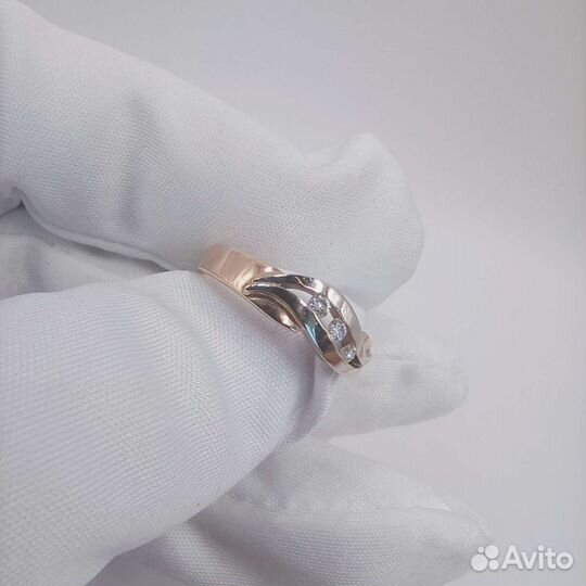 Золотое кольцо с бриллиантами, 585, 3,06гр., р-р 1