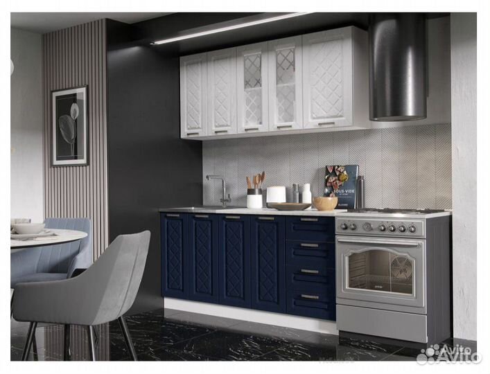 Кухня Агава мдф 1600 акация белая-сапфир