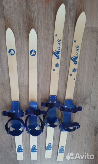Лыжи деревянные 2 шт. на 3-4 и 5-6 лет
