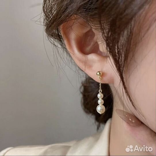 Серьги с жемчугом длинные