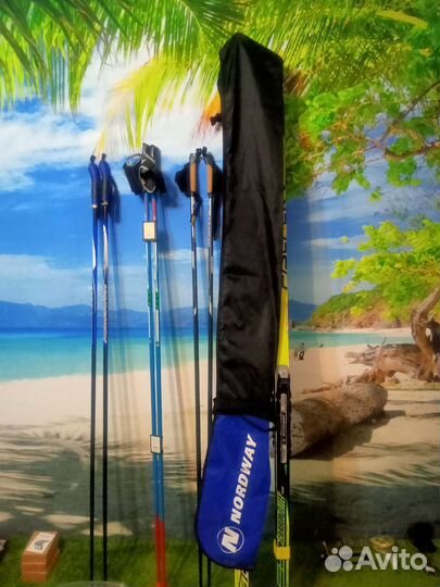 Лыжи+лыжные палки.Ботинки для лыж р.40-41(Фишер)