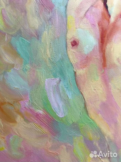 Картина маслом на холсте девушка ню обнаженная