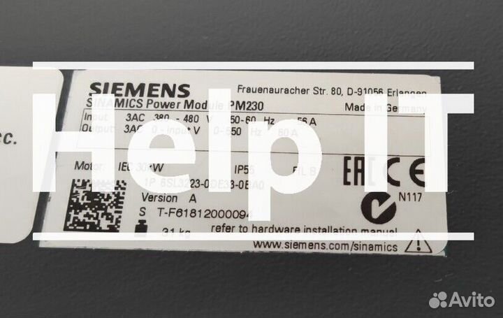 Силовой модуль siemens sinamics 6SL3223-0DE33-0BA0