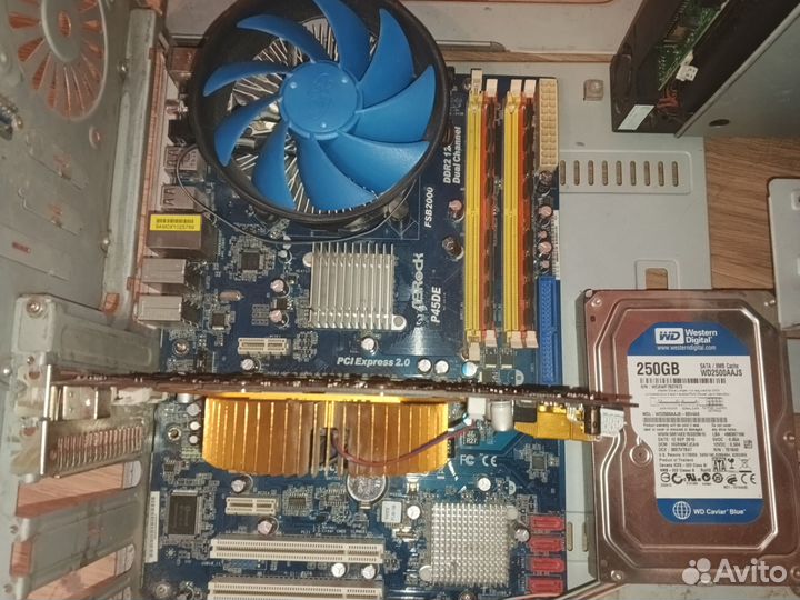 Мат.плата(P45DE) +проц+видеокарта+оперативка+жд