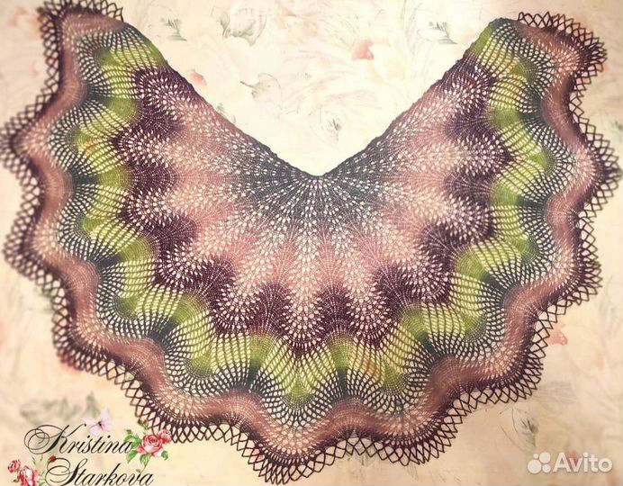 Шаль ручной работы из натуральной шерсти