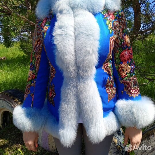 Куртка из платка с натуральным мехом