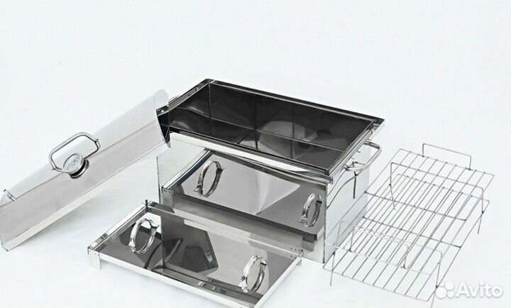 Коптильня с гидрозатвором нерж. сталь + термометр