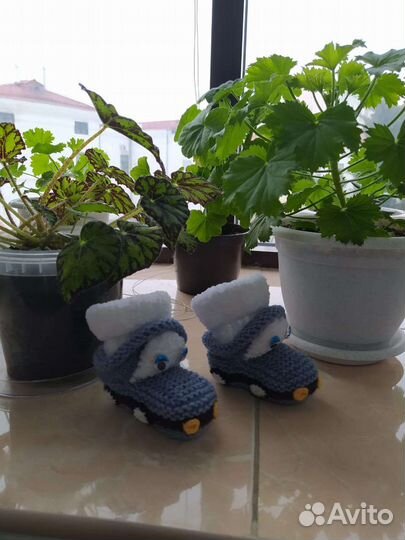 Пинетки вязаные для новорожденных