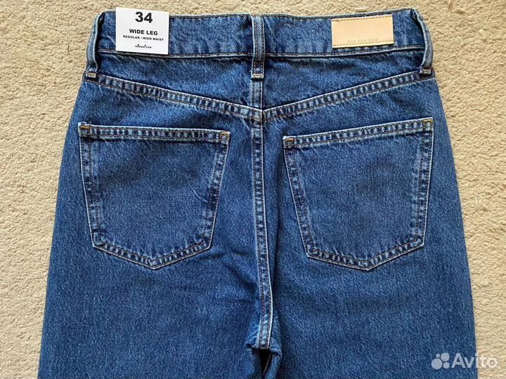Синие джинсы mango wide LEG