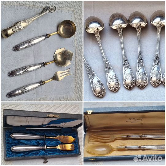 Ложки сервировка для салата серебро франция