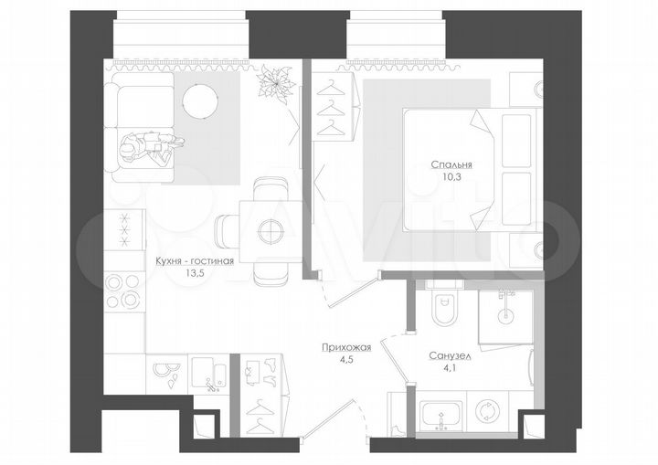 1-к. квартира, 34,9 м², 10/39 эт.