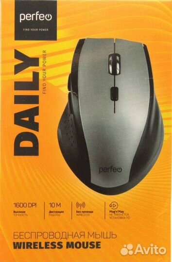 Мышь беспроводная Perfeo daily 6 кн, DPI 800-1600